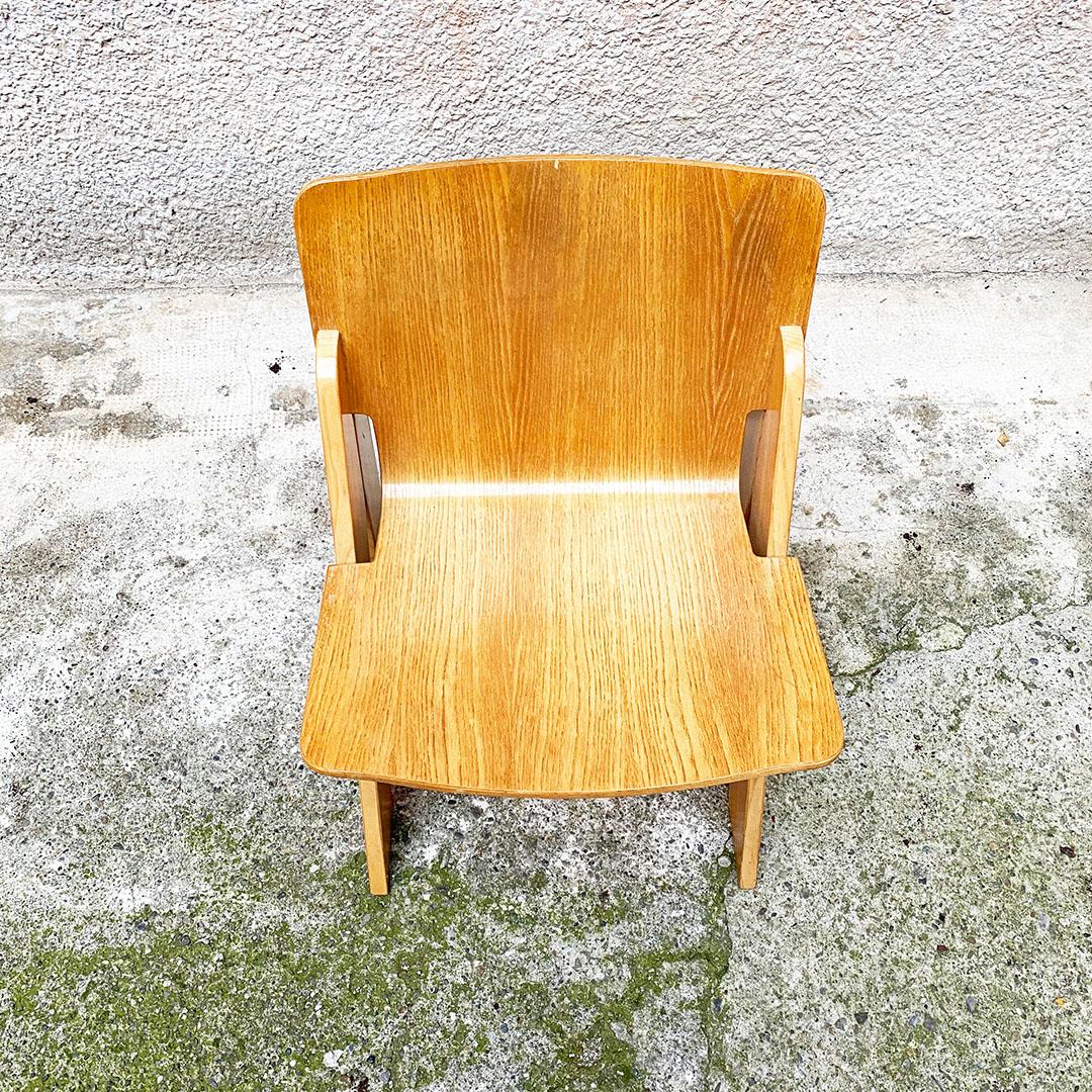 Italian Mid Century Wood Set of Peota Chairs by Gigi Sabadin for Stilwood, 1970s 4