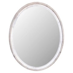 Italian Mid Century Wood & Silver Leaf Oval Mirror