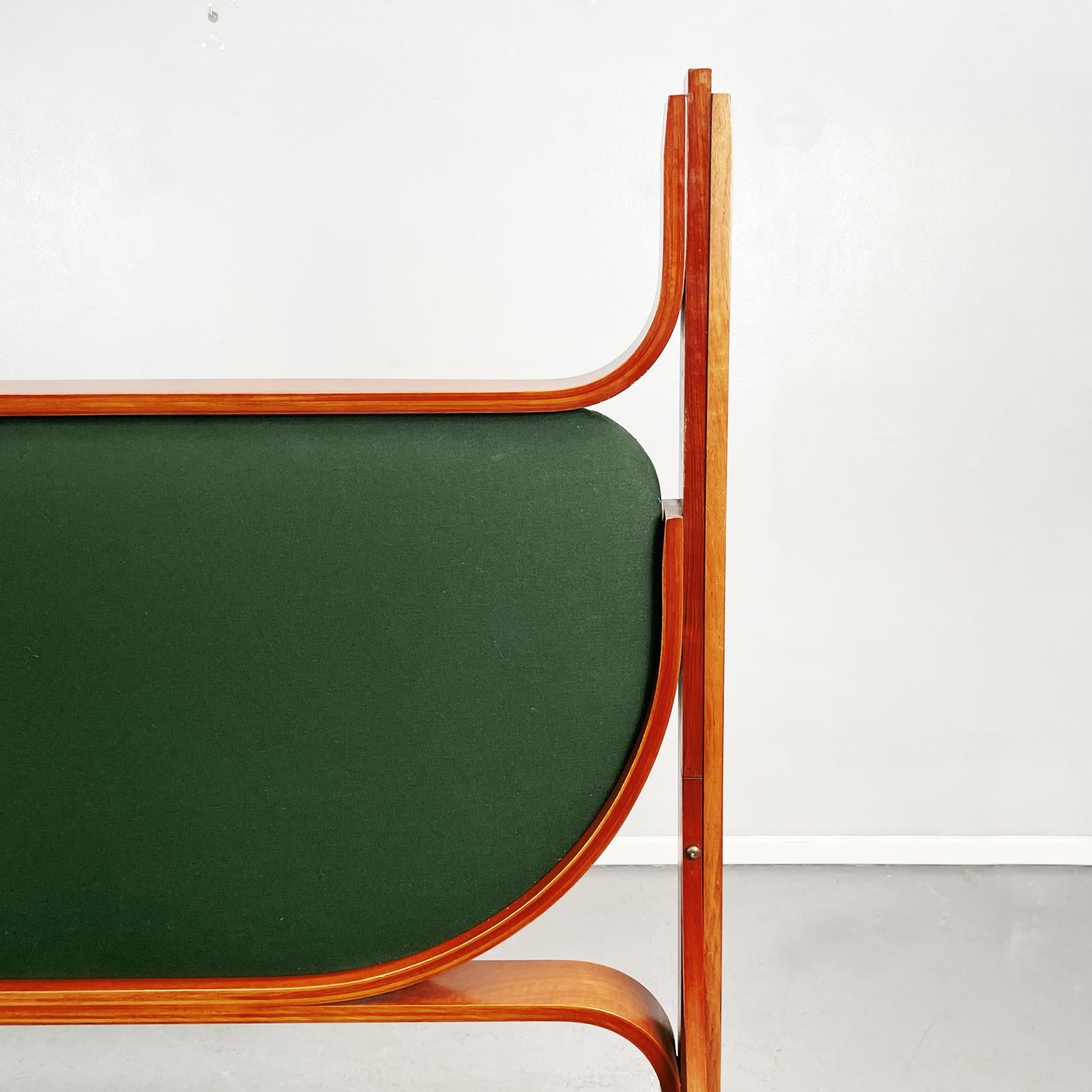 Italian midcentury Wooden and green fabric double bed L12 by Fulvio Raboni, 1959 For Sale 4