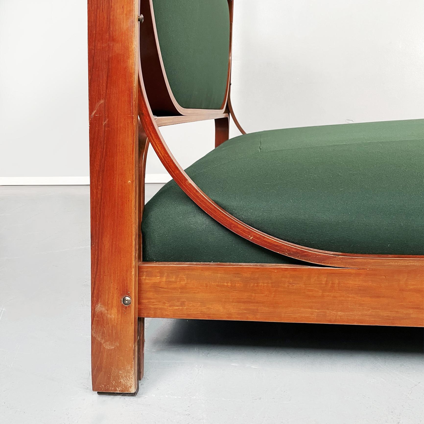 Italian midcentury Wooden and green fabric double bed L12 by Fulvio Raboni, 1959 For Sale 9