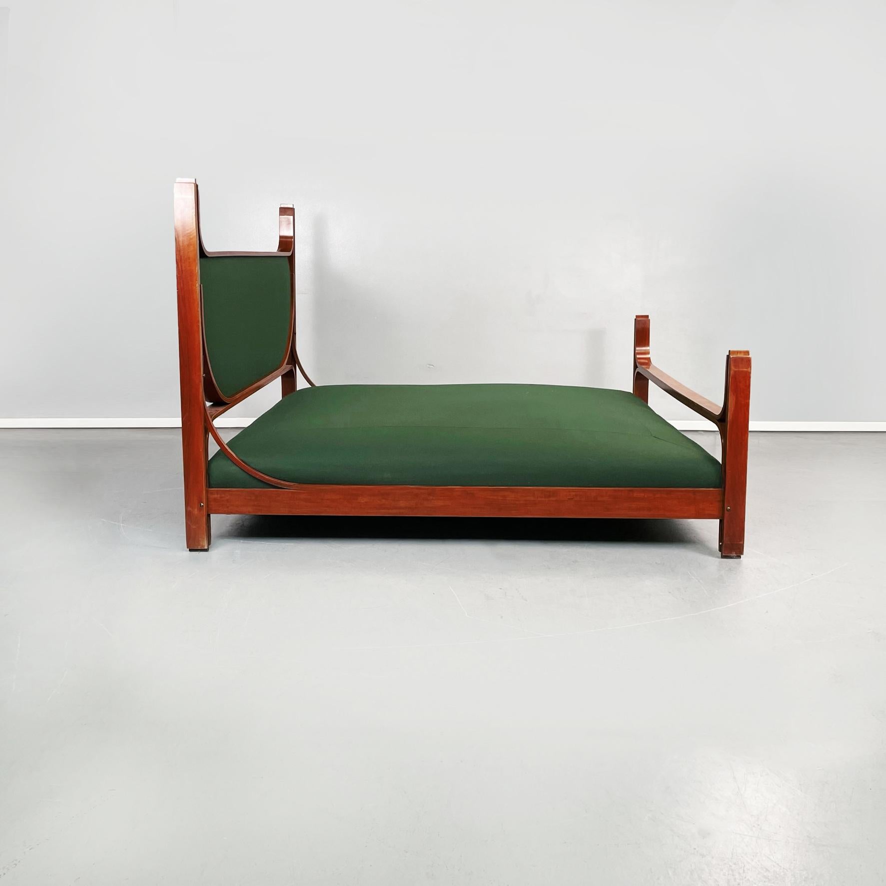 Mid-Century Modern Italian midcentury Wooden and green fabric double bed L12 by Fulvio Raboni, 1959 For Sale