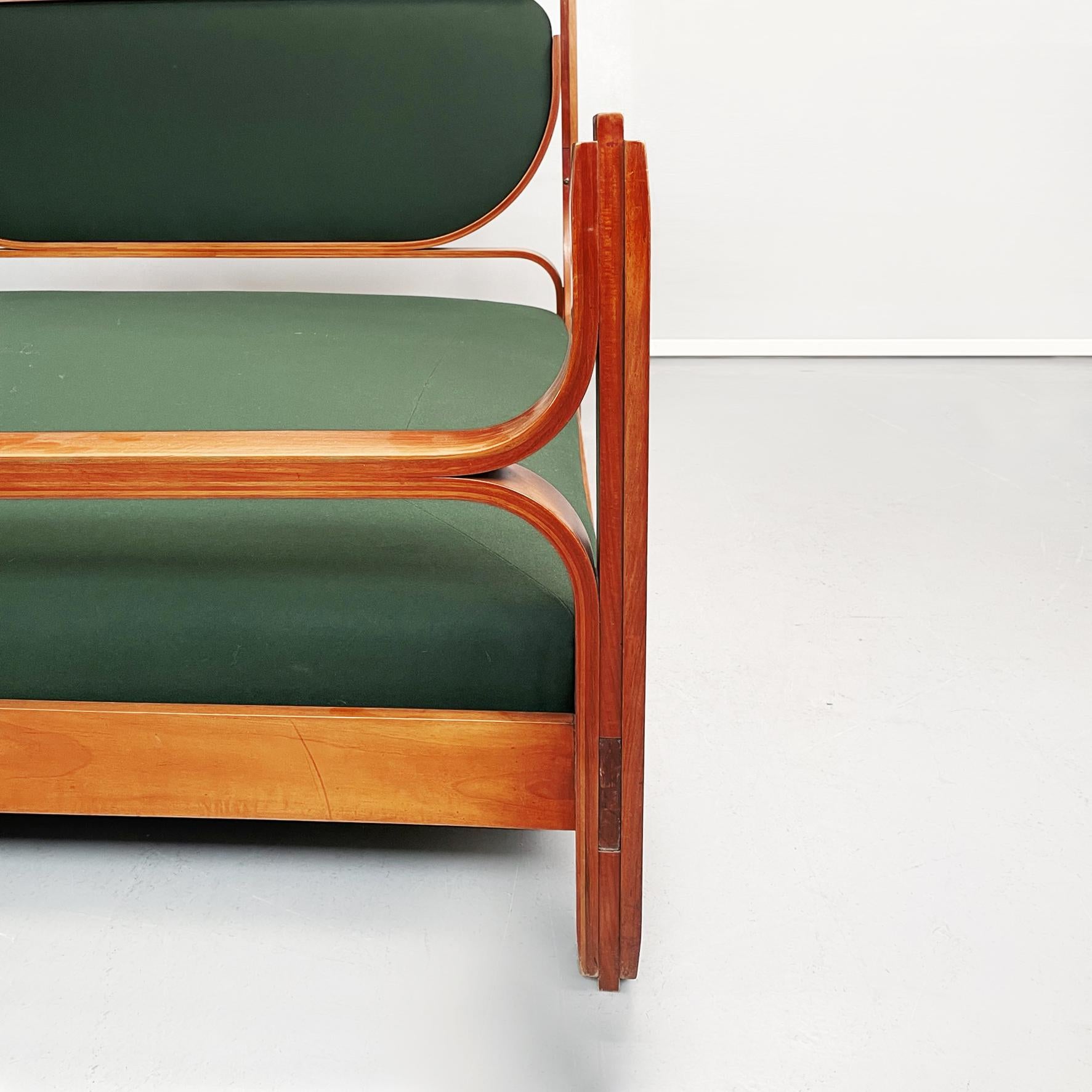 Mid-20th Century Italian midcentury Wooden and green fabric double bed L12 by Fulvio Raboni, 1959 For Sale