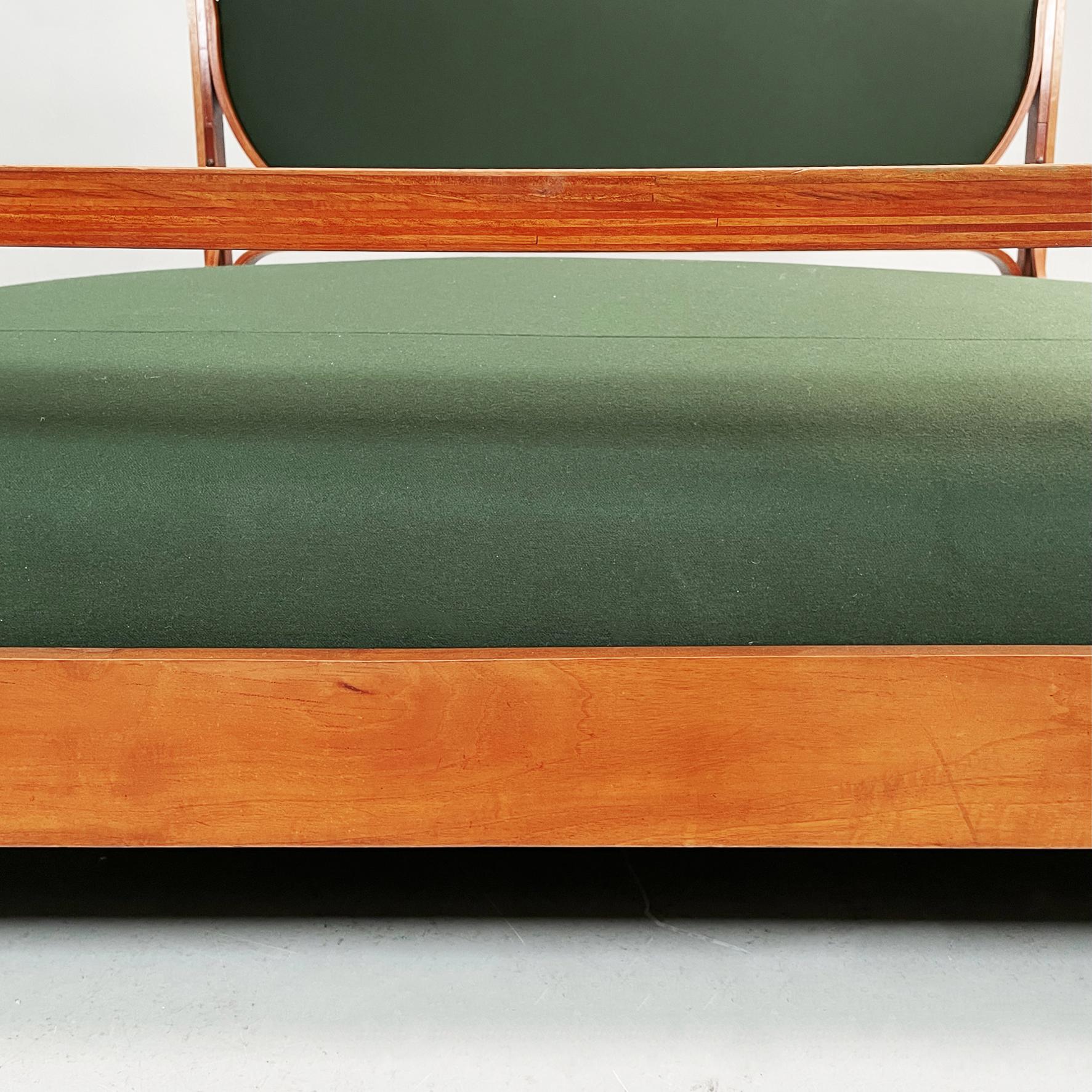 Fabric Italian midcentury Wooden and green fabric double bed L12 by Fulvio Raboni, 1959 For Sale