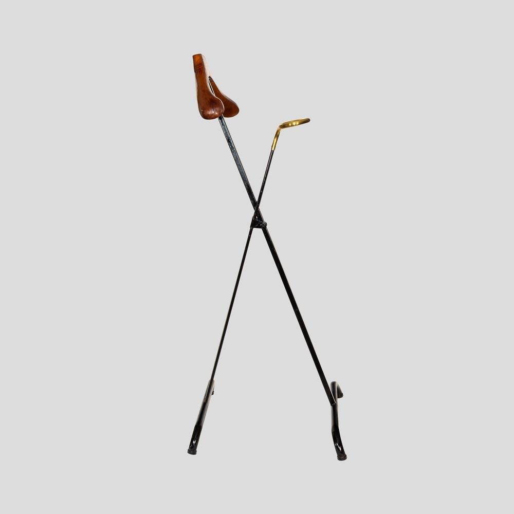 Mid-Century Modern Italian Midcentury Wooden and Metal Folding Valet Stand by Fratelli Reguitti For Sale