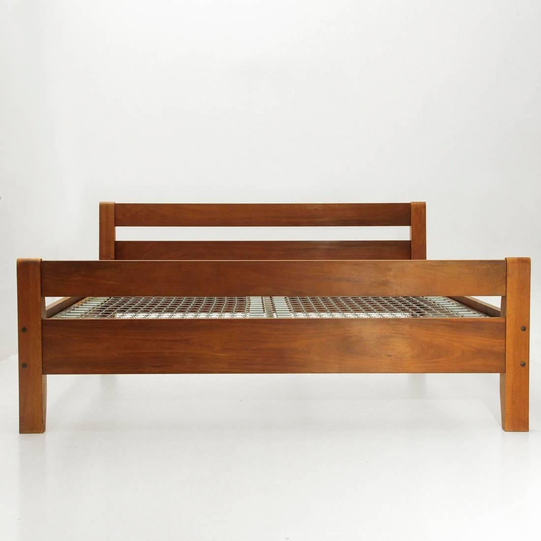 Mid-Century Modern Italian Midcentury Wooden Bed by Bernini, 1960s