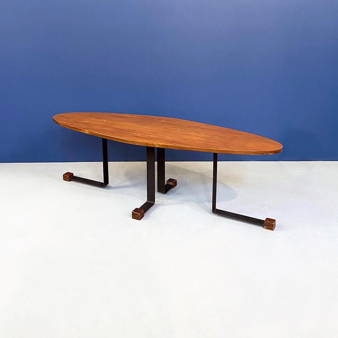 Mid-Century Modern Table basse elliptique italienne en bois du milieu du siècle dernier par I. Ponte San Pietro, années 1960 en vente