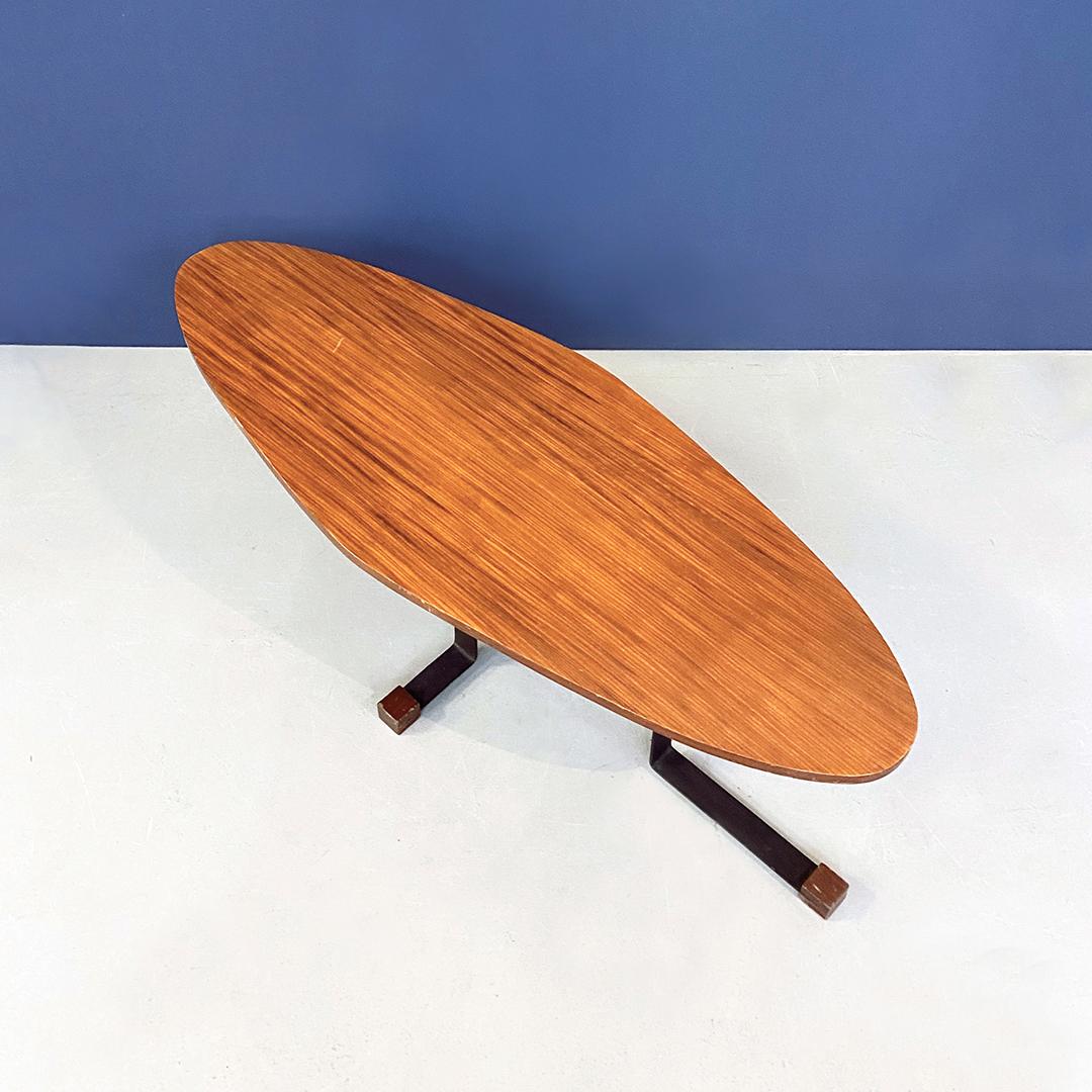 Metal Italian Mid-Century Wooden Elliptical Coffee Table by I. Ponte San Pietro, 1960s For Sale