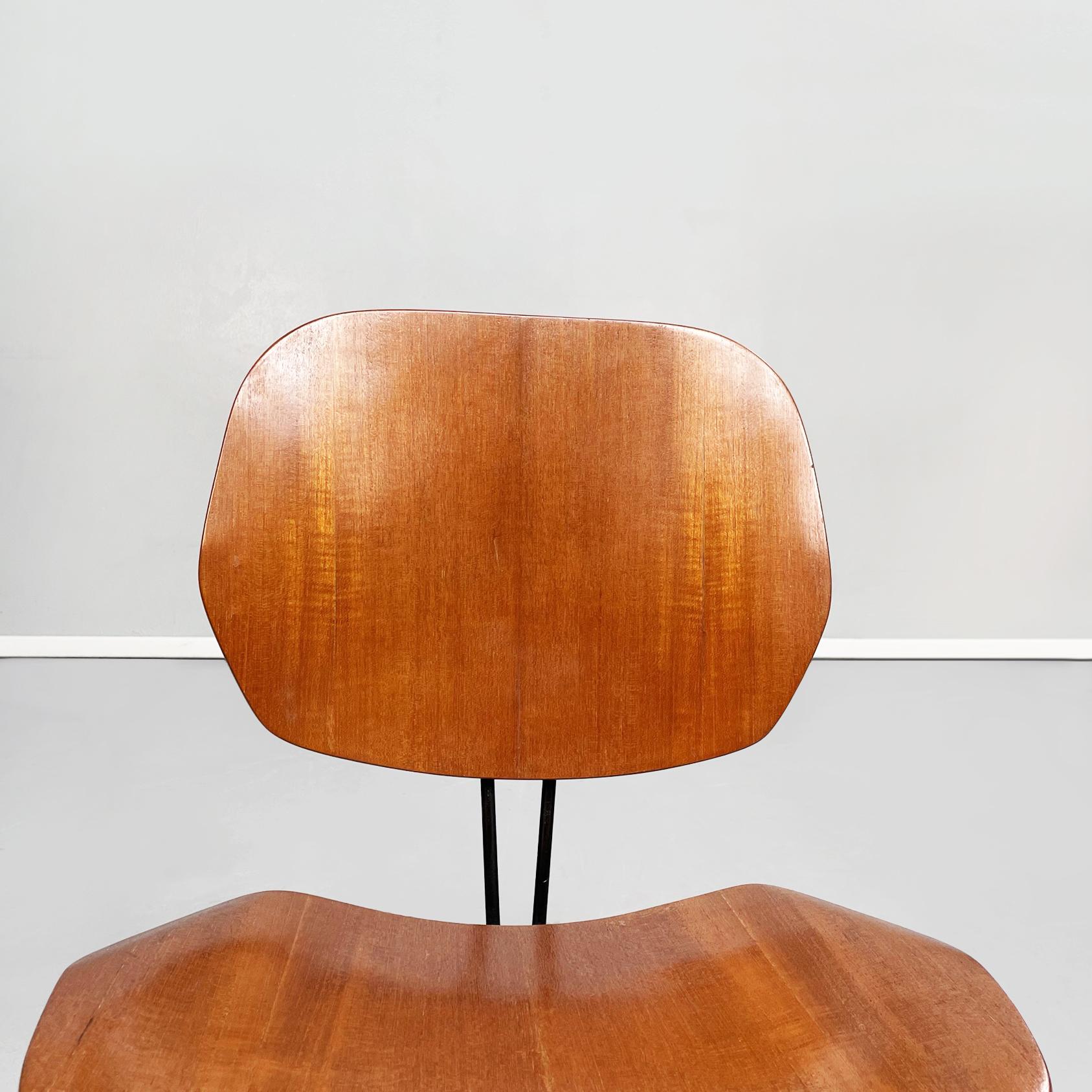 Italian Mid-Century Wooden N Black Steel S88 Chairs by Borsani for Tecno, 1955 6