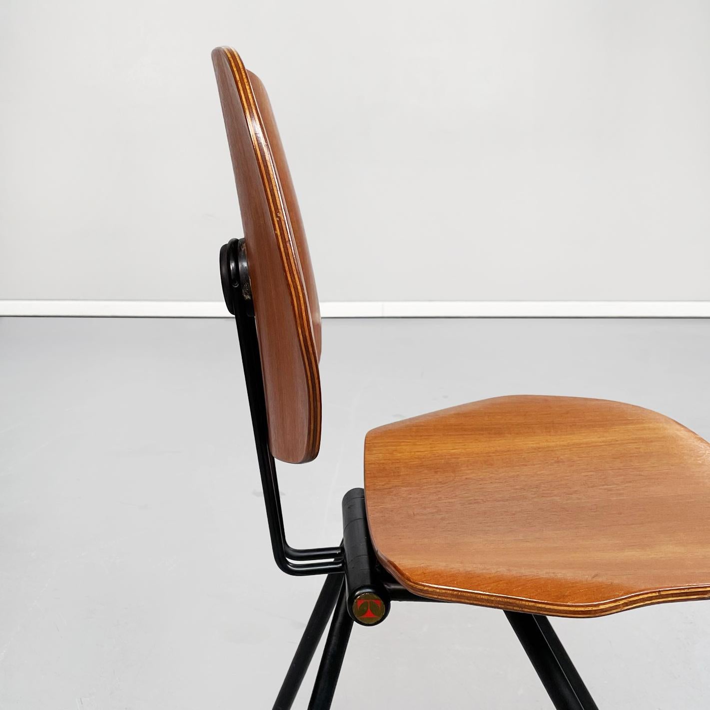 Italian Mid-Century Wooden N Black Steel S88 Chairs by Borsani for Tecno, 1955 8