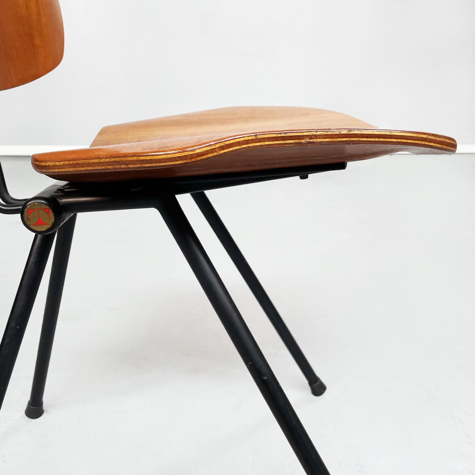 Italian Mid-Century Wooden N Black Steel S88 Chairs by Borsani for Tecno, 1955 9