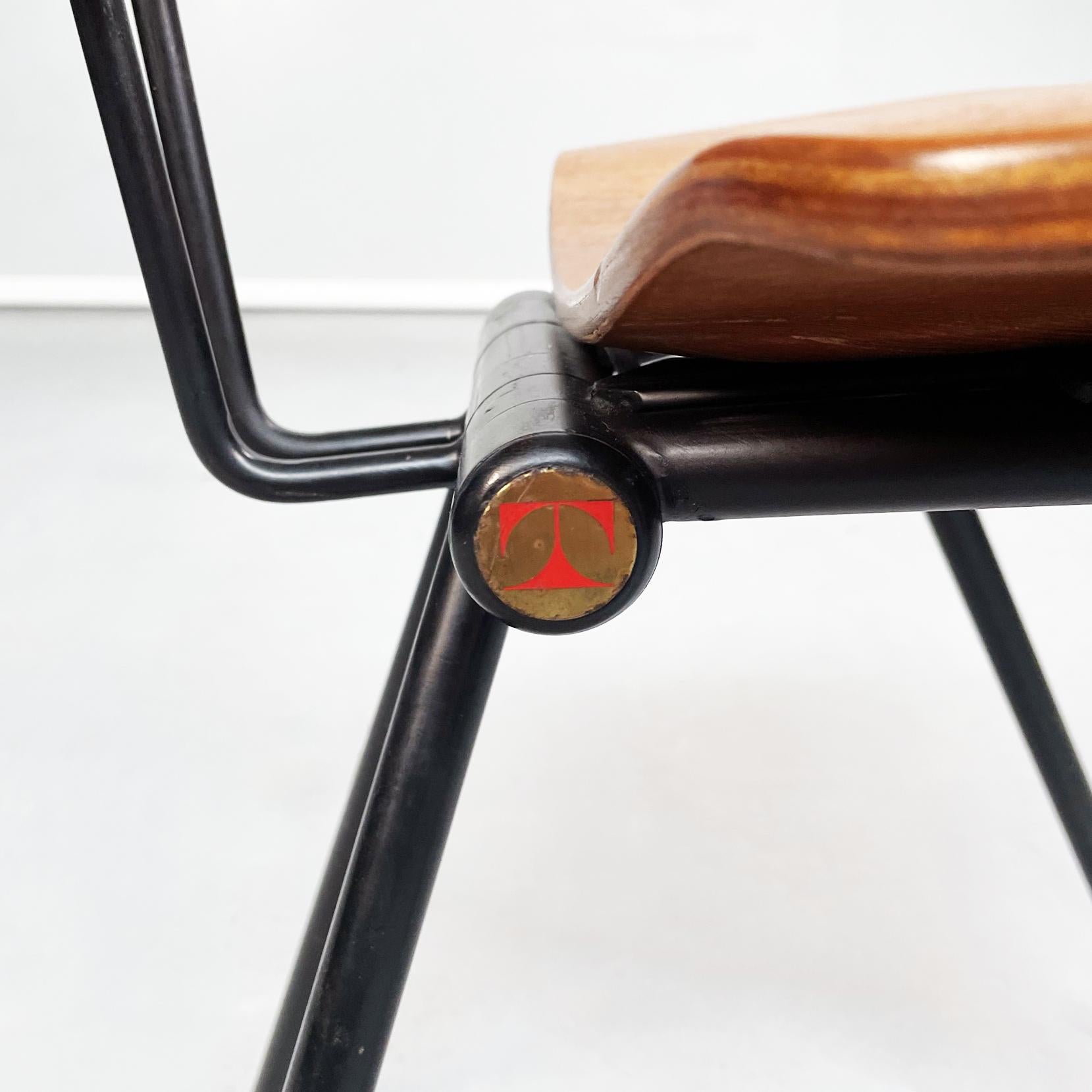 Italian Mid-Century Wooden N Black Steel S88 Chairs by Borsani for Tecno, 1955 10