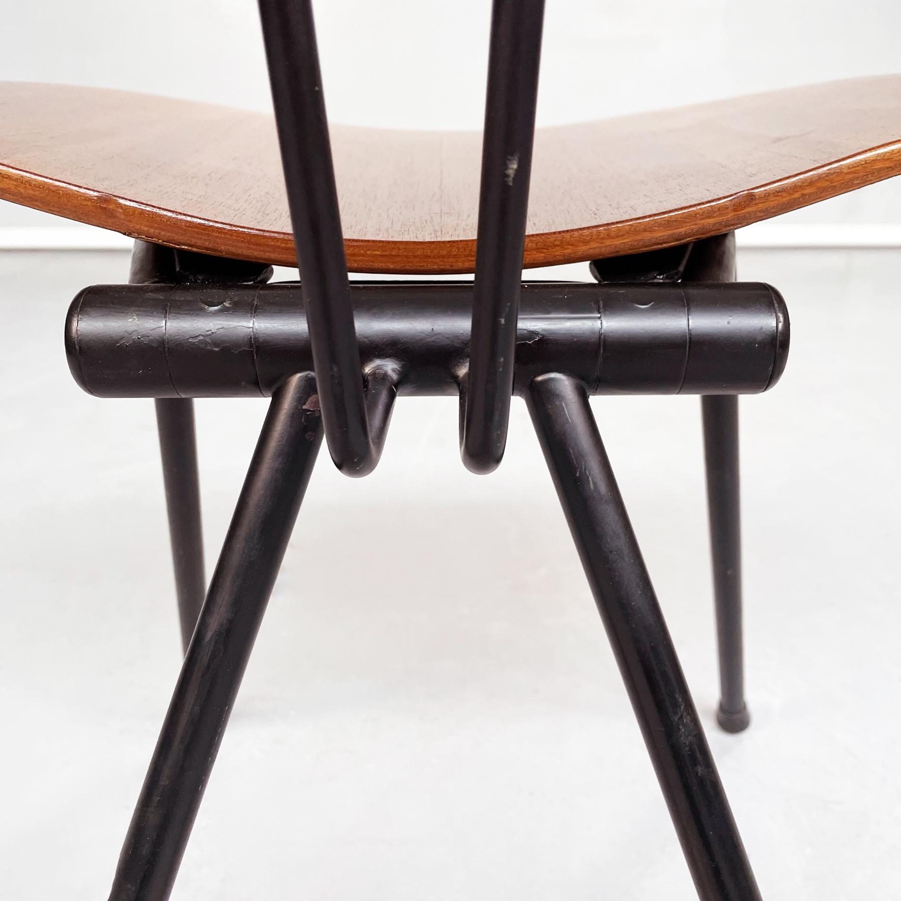 Italian Mid-Century Wooden N Black Steel S88 Chairs by Borsani for Tecno, 1955 11