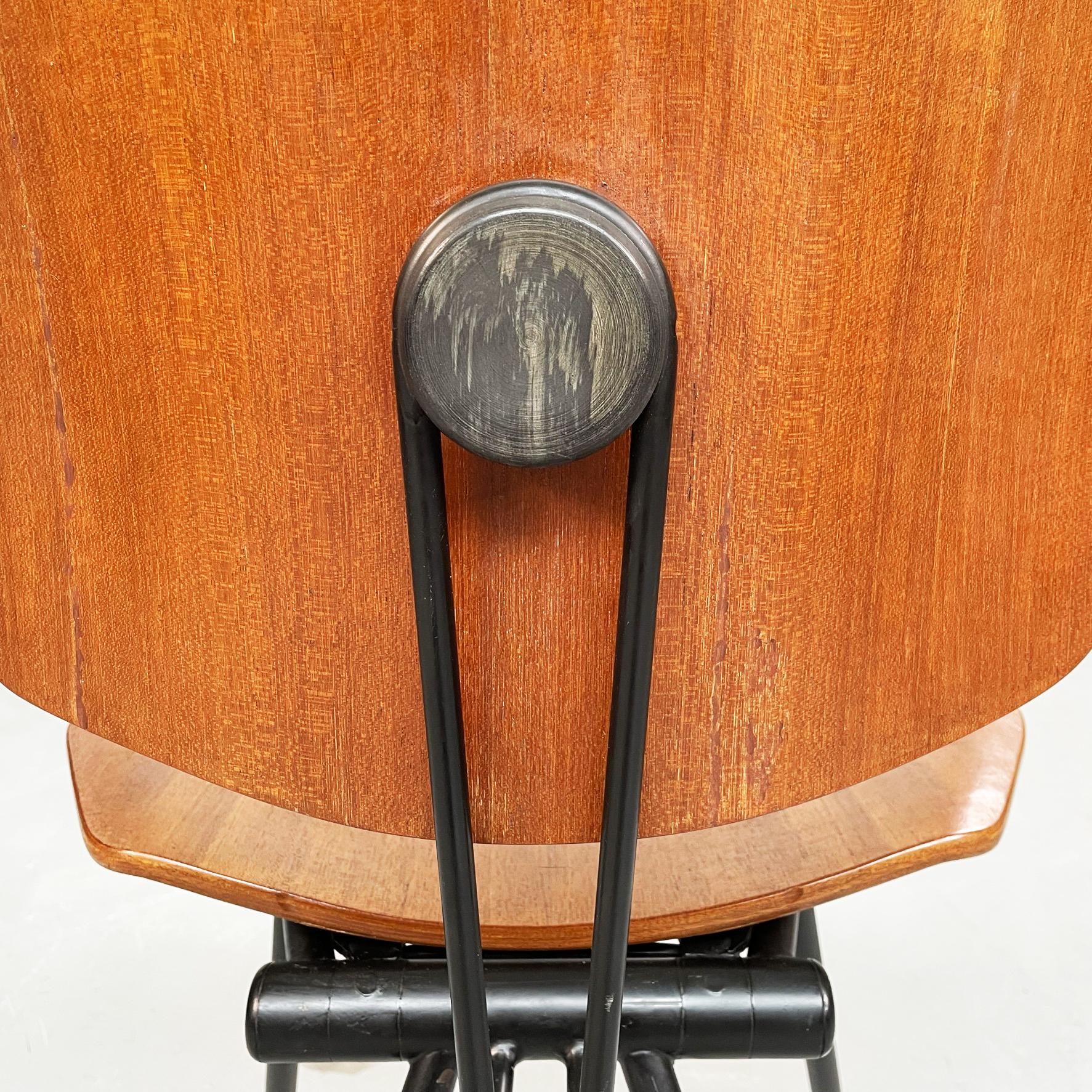 Italian Mid-Century Wooden N Black Steel S88 Chairs by Borsani for Tecno, 1955 12