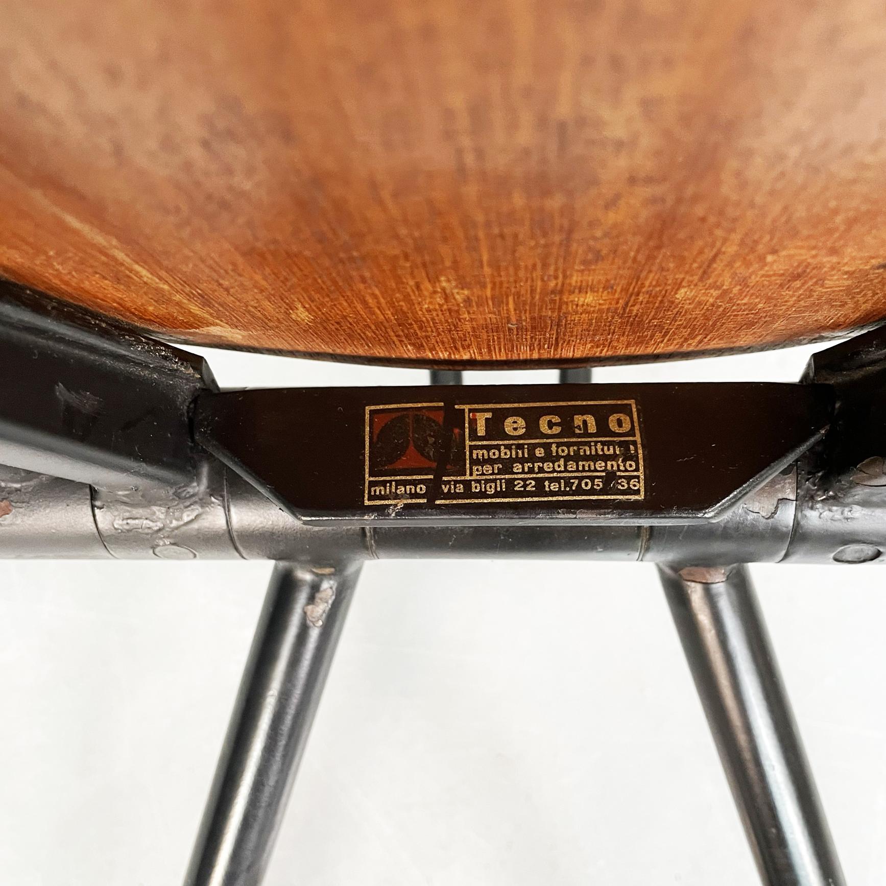 Italian Mid-Century Wooden N Black Steel S88 Chairs by Borsani for Tecno, 1955 13