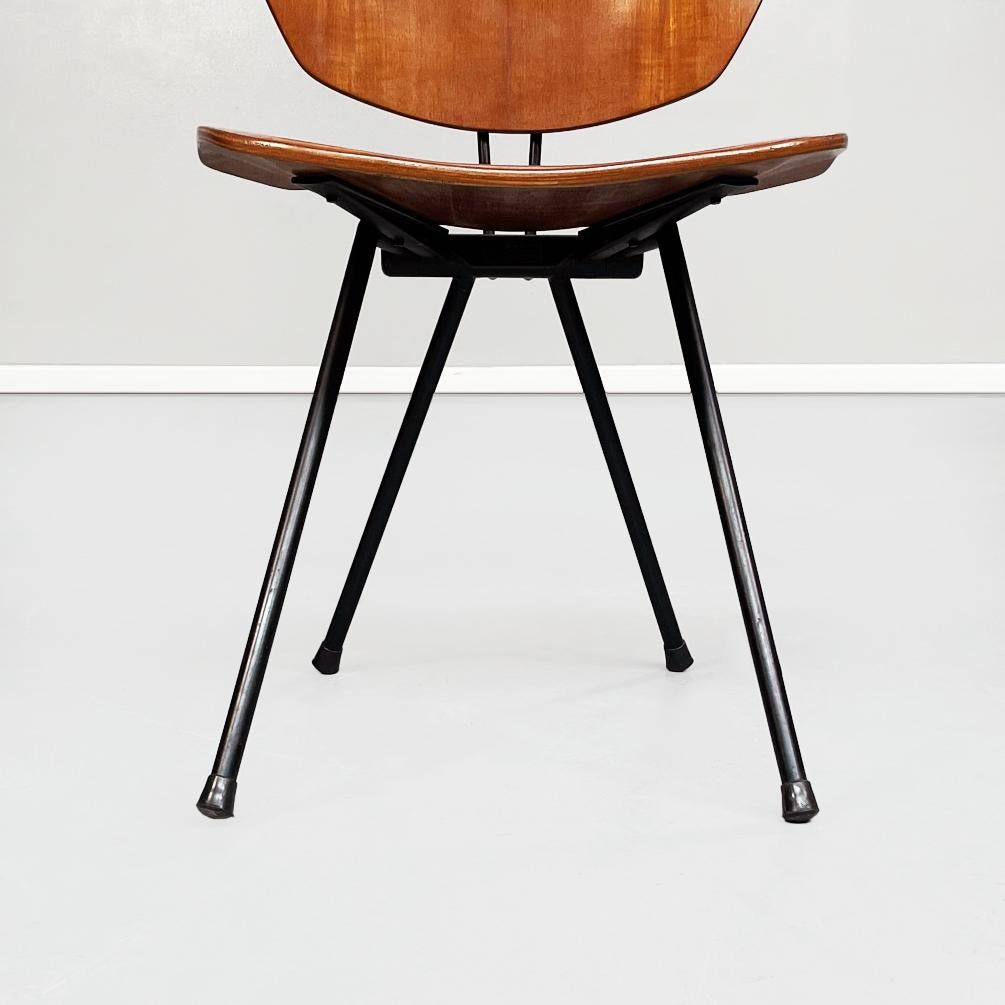 Italian Mid-Century Wooden N Black Steel S88 Chairs by Borsani for Tecno, 1955 15