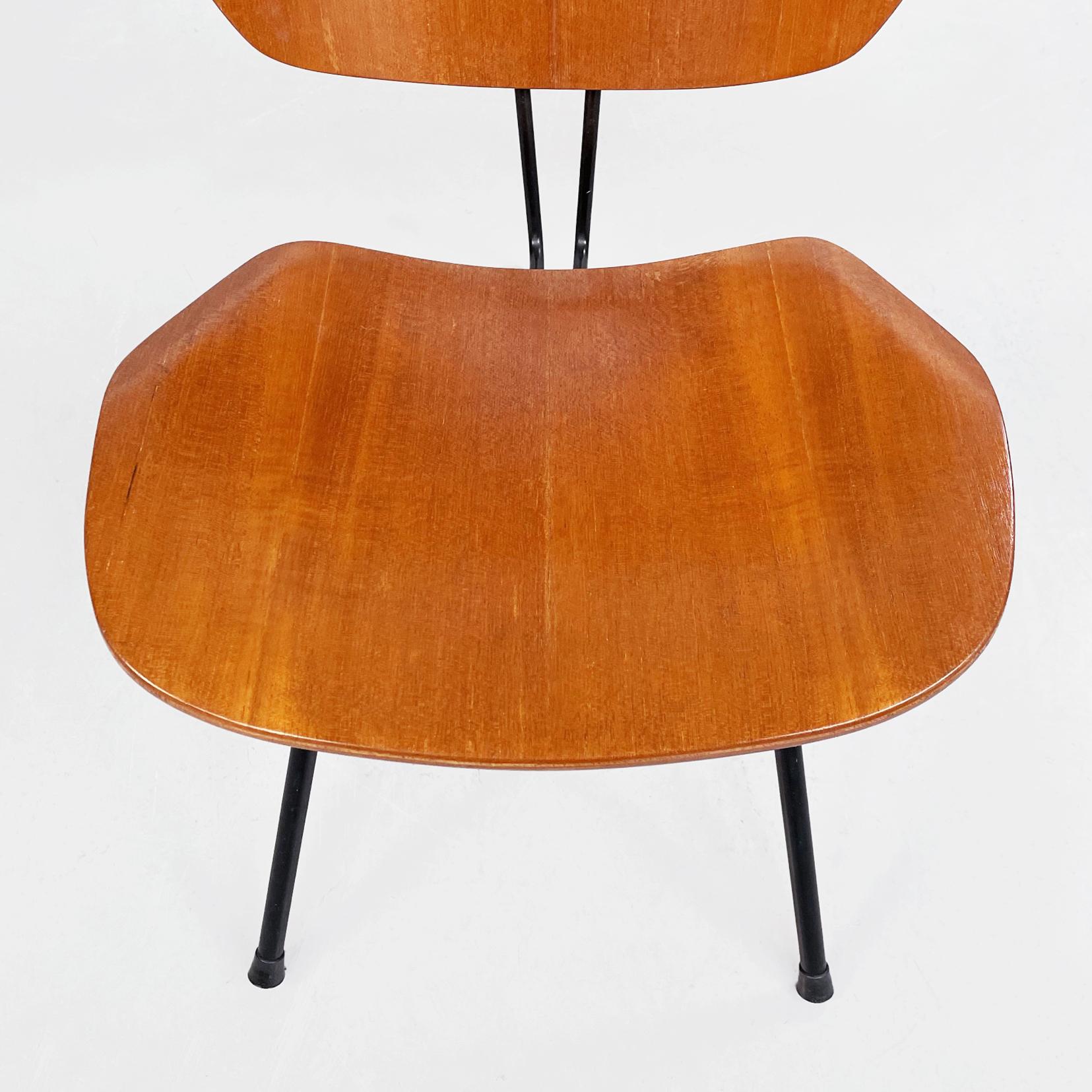 Italian Mid-Century Wooden N Black Steel S88 Chairs by Borsani for Tecno, 1955 3