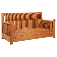 Italian Mid Century Wooden Pine Sofa by Mario Ceroli for Poltronova, 1970s