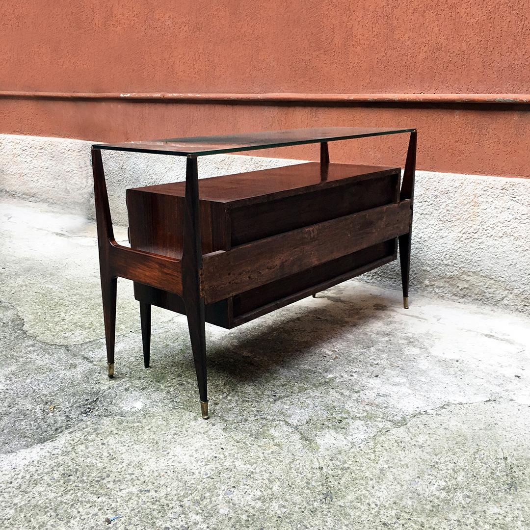 Italian Midcentury Wooden Sideboard with Drawers in Style of Ico Parisi, 1950s In Good Condition In MIlano, IT