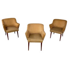 Sillones italianos de madera a rayas de mediados de siglo, años 50