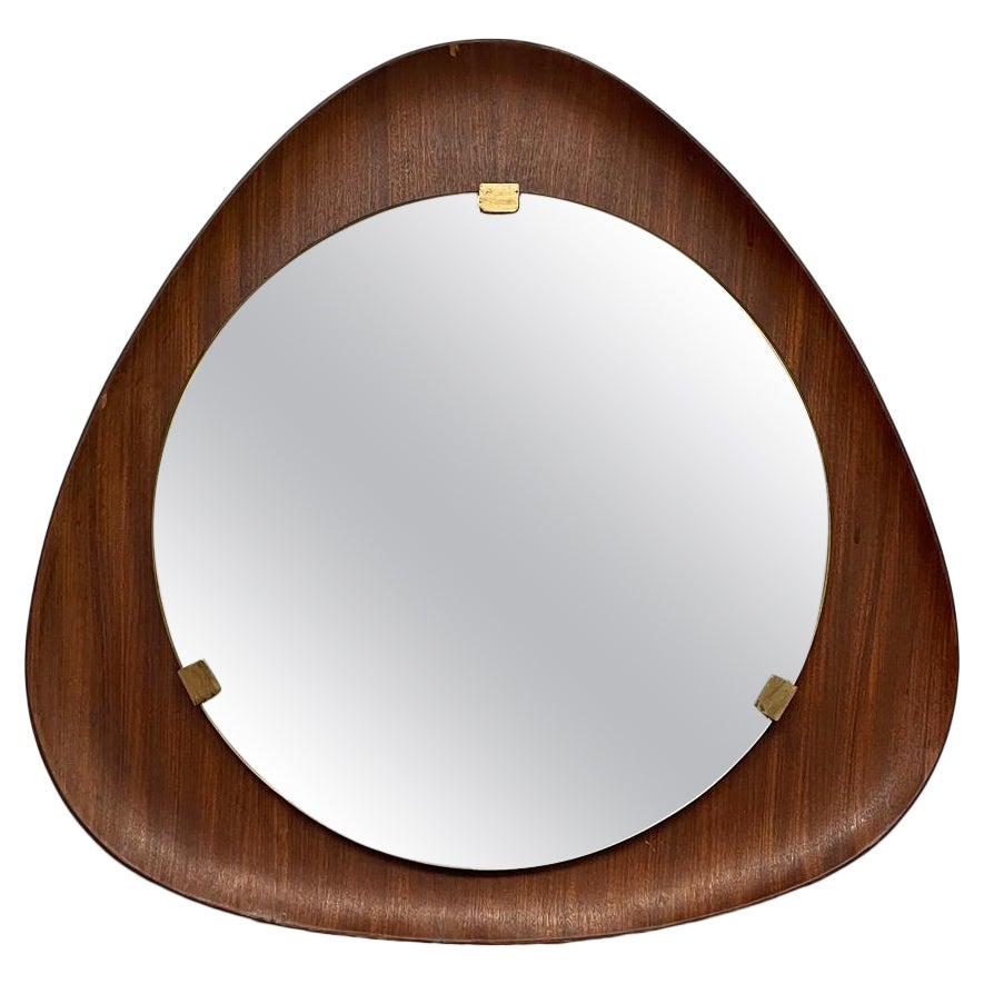 Specchio da parete in legno italiano di metà secolo di Campo e Graffi per Home Torino, anni '50
