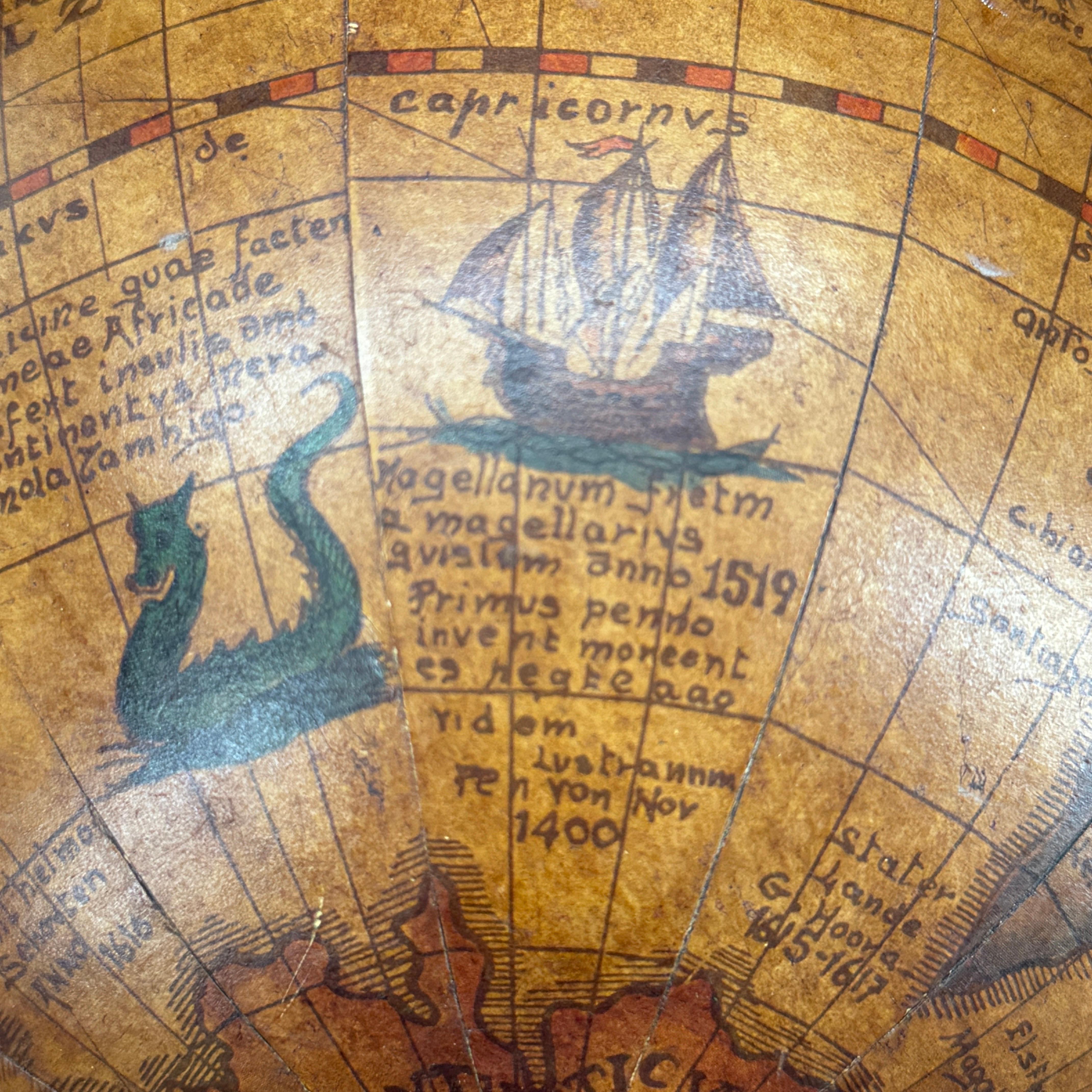 Cubitera Italiana Globo Mundial de Mitad de Siglo sobre Soporte de Madera en venta 3
