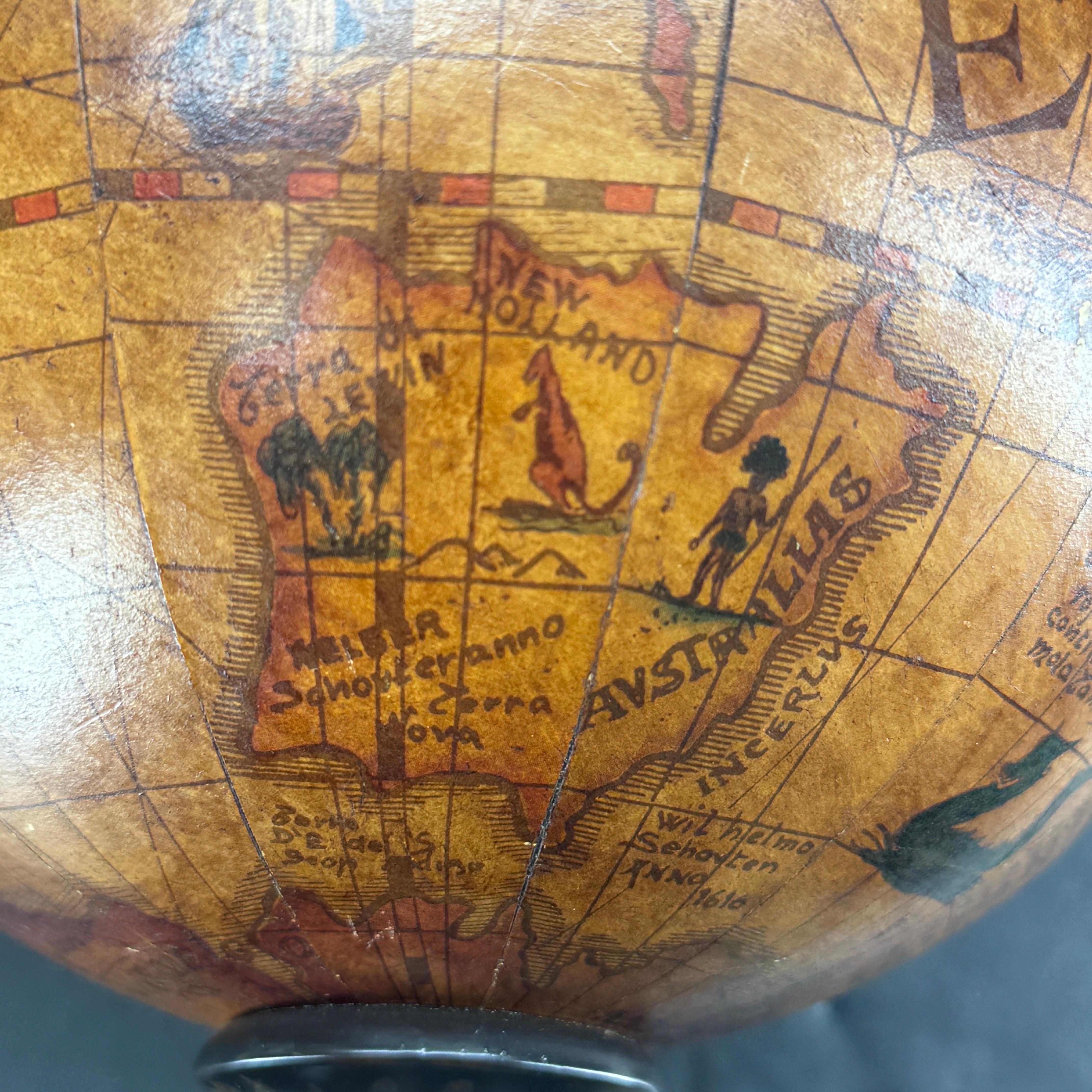 Cubitera Italiana Globo Mundial de Mitad de Siglo sobre Soporte de Madera en venta 4