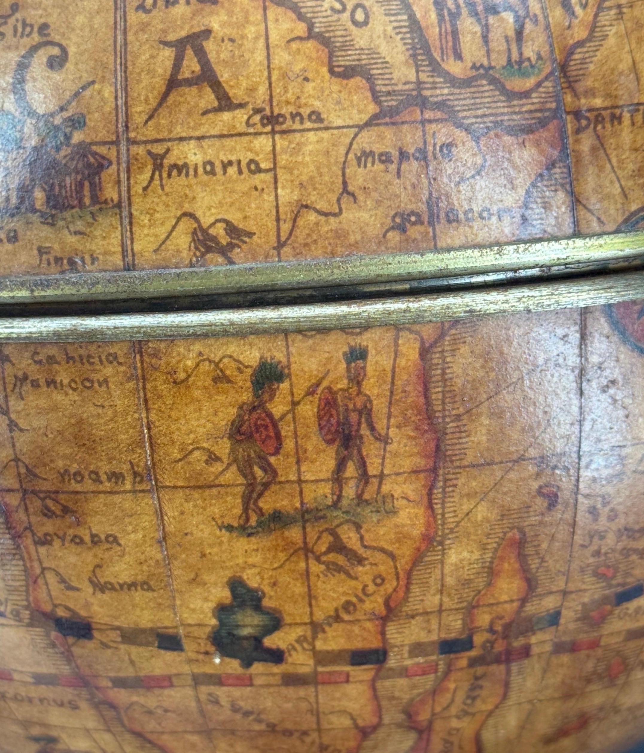 Cubitera Italiana Globo Mundial de Mitad de Siglo sobre Soporte de Madera en venta 6