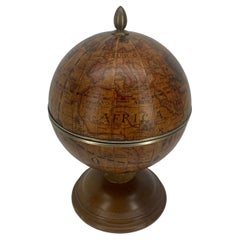 Italian Mid Century World Globe Ice Bucket on a Wooden Stand