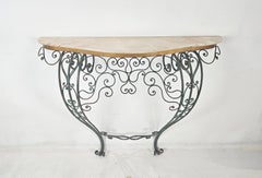 Italian Mid-Century Wrought Iron Console with Marble Top