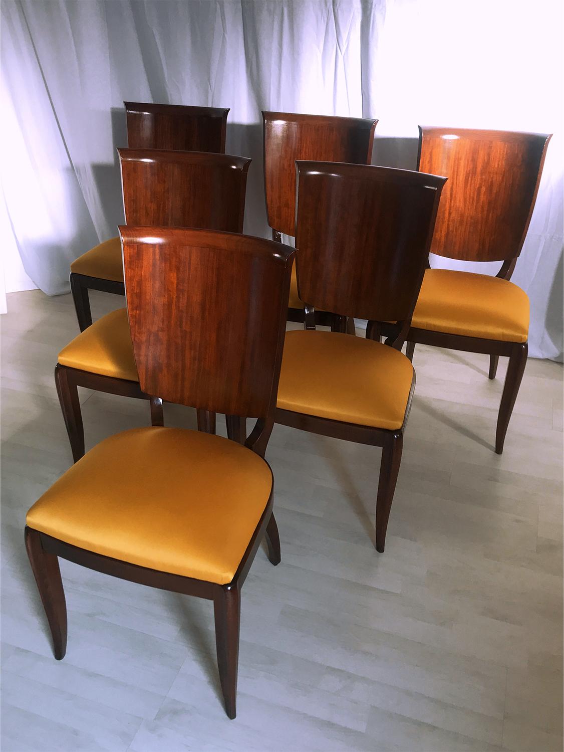Italian Mid-Century Yellow Dining Chairs by Vittorio Dassi, Set of Six, 1950s For Sale 1