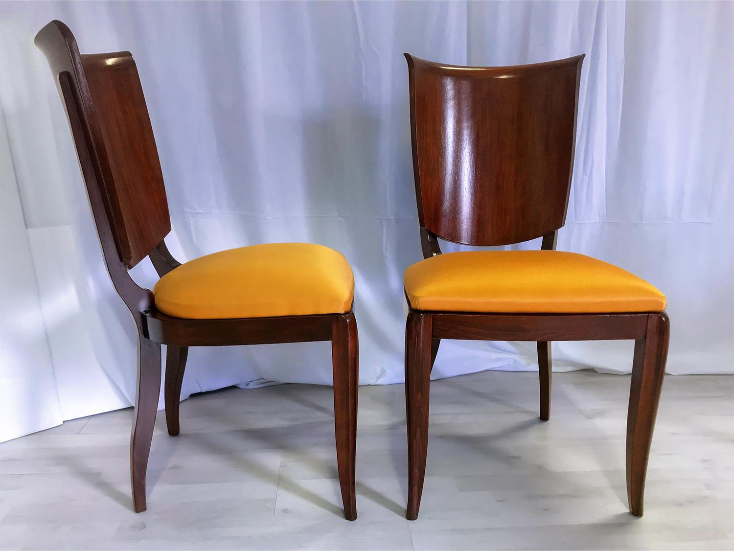 Italian Mid-Century Yellow Dining Chairs by Vittorio Dassi, Set of Six, 1950s For Sale 6