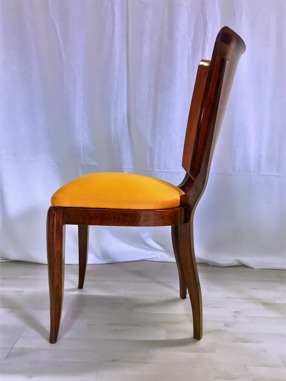 Italian Mid-Century Yellow Dining Chairs by Vittorio Dassi, Set of Six, 1950s For Sale 10