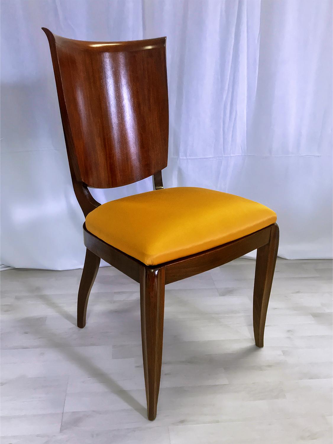 Italian Mid-Century Yellow Dining Chairs by Vittorio Dassi, Set of Six, 1950s For Sale 7