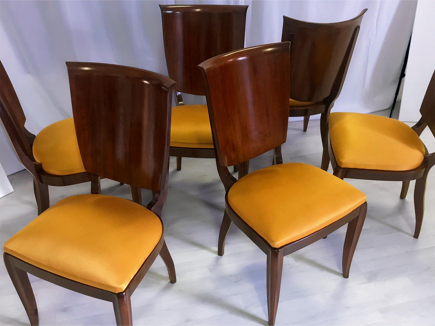 Italienische gelbe Esszimmerstühle aus der Mitte des Jahrhunderts von Vittorio Dassi, Sechser-Set, 1950er Jahre im Angebot 2