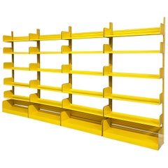 Italian mid-century Yellow metal modular bookcase Congresso by Lips Vago, 1960s
