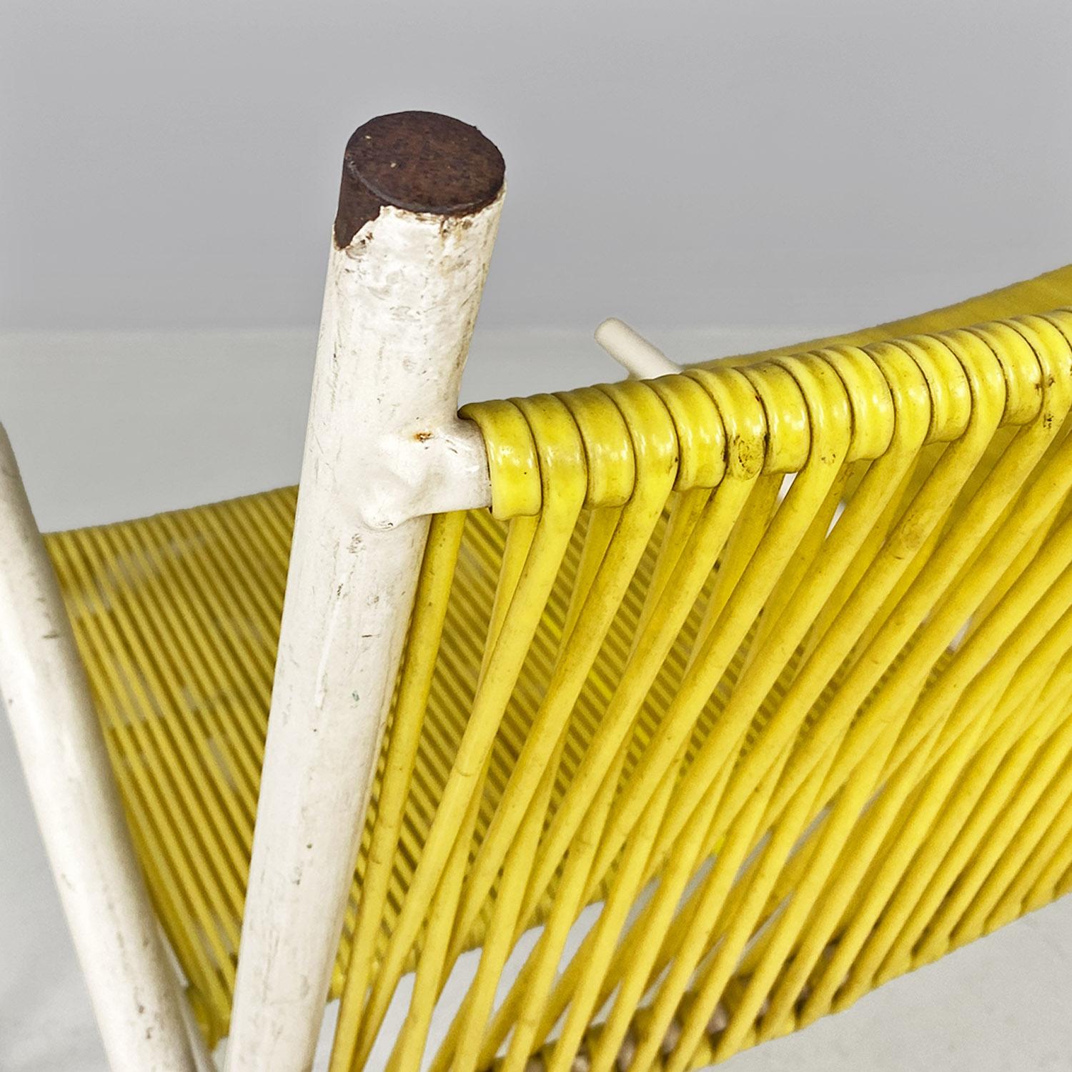 Italian mid century yellow plastic and white metal two seater bench, 1950s For Sale 5