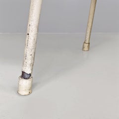 Italian mid century yellow plastic and white metal two seater bench, 1950s