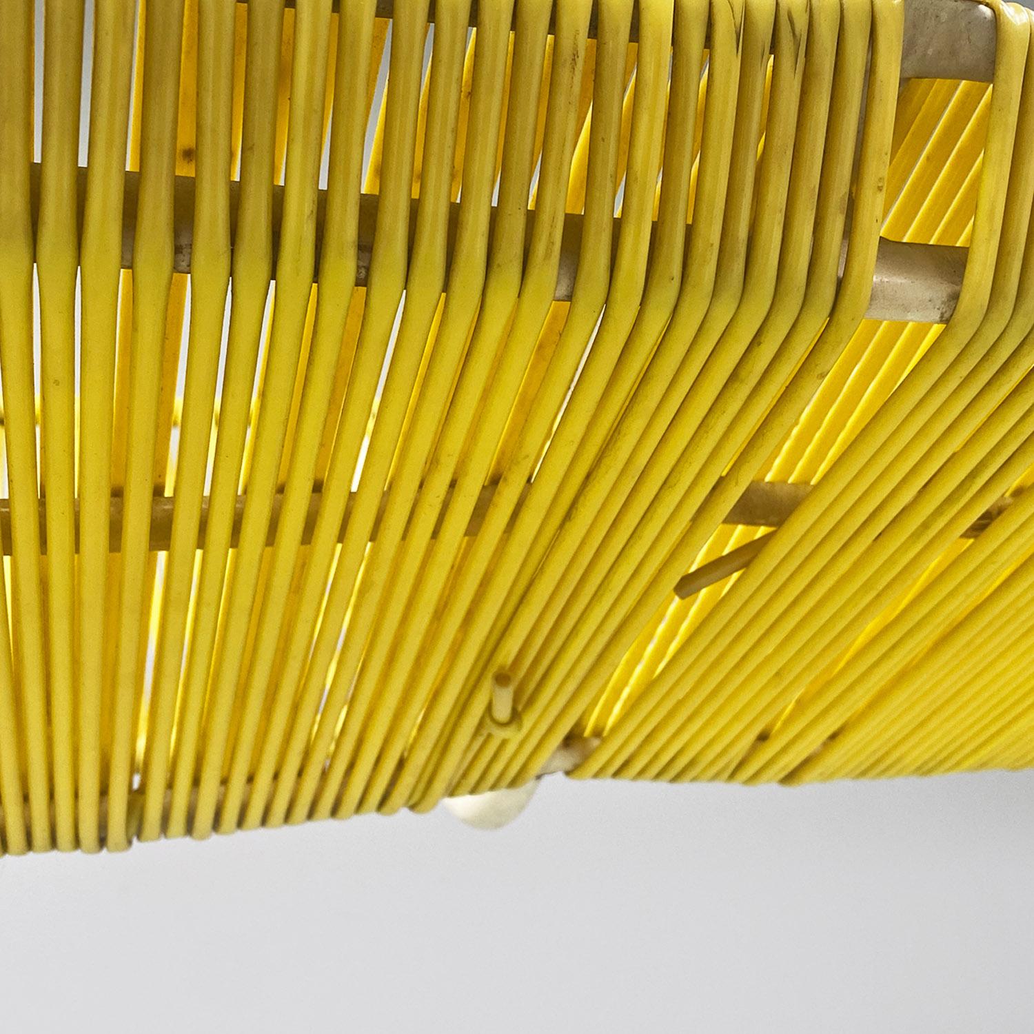Mid-20th Century Italian mid century yellow plastic and white metal two seater bench, 1950s For Sale