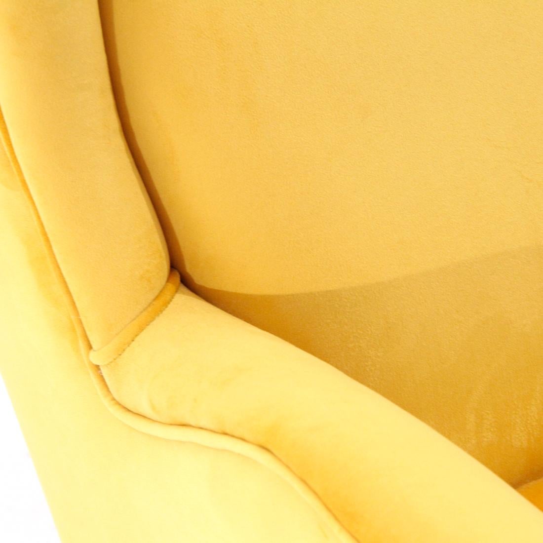Italian Midcentury Yellow Velvet Armchair, 1950s 4