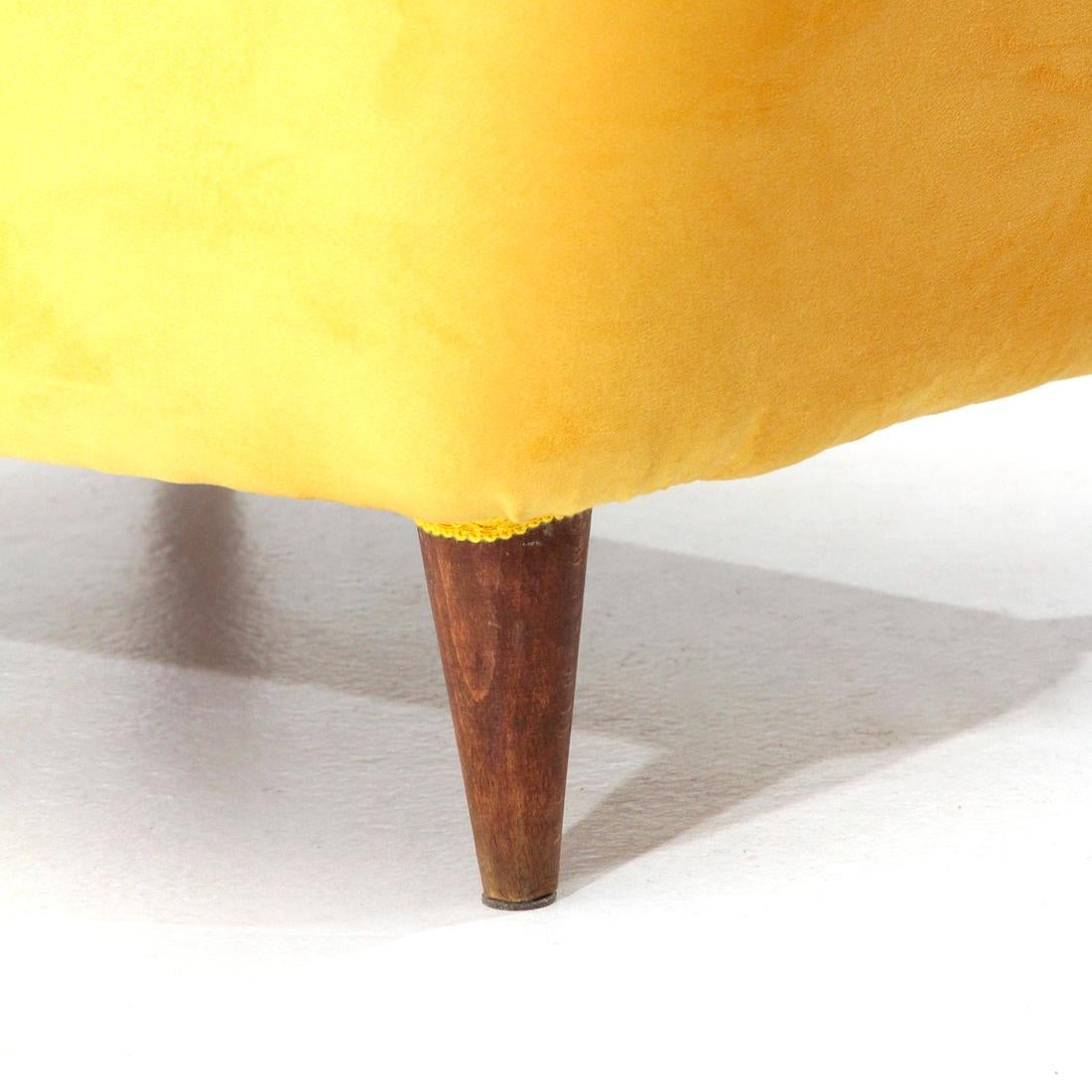Italian Midcentury Yellow Velvet Armchair, 1950s 5
