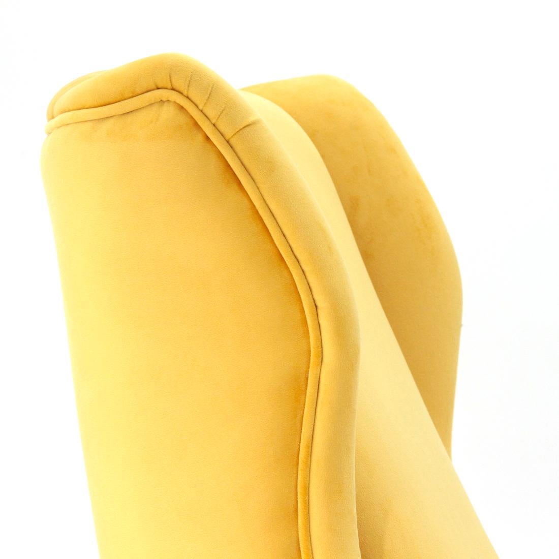 Italian Midcentury Yellow Velvet Armchair, 1950s 3