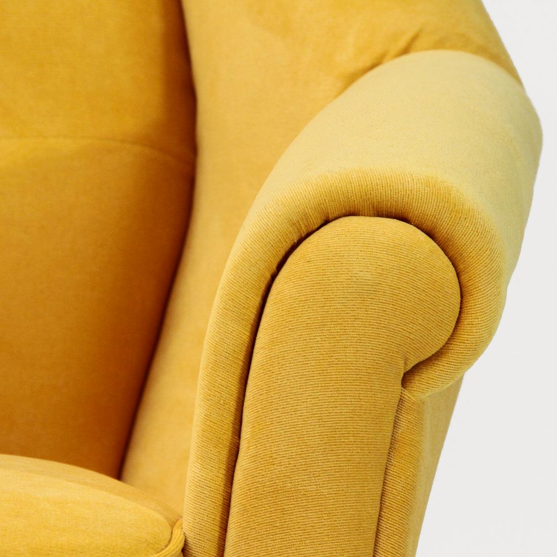 Italian Mid-Century Yellow Velvet Sofa, 1950s 2