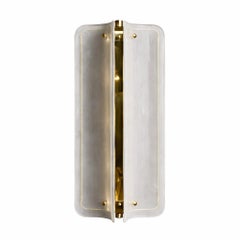 Italian Mid Modern Style Brass Wall Sconce with White Murano Glass Panels