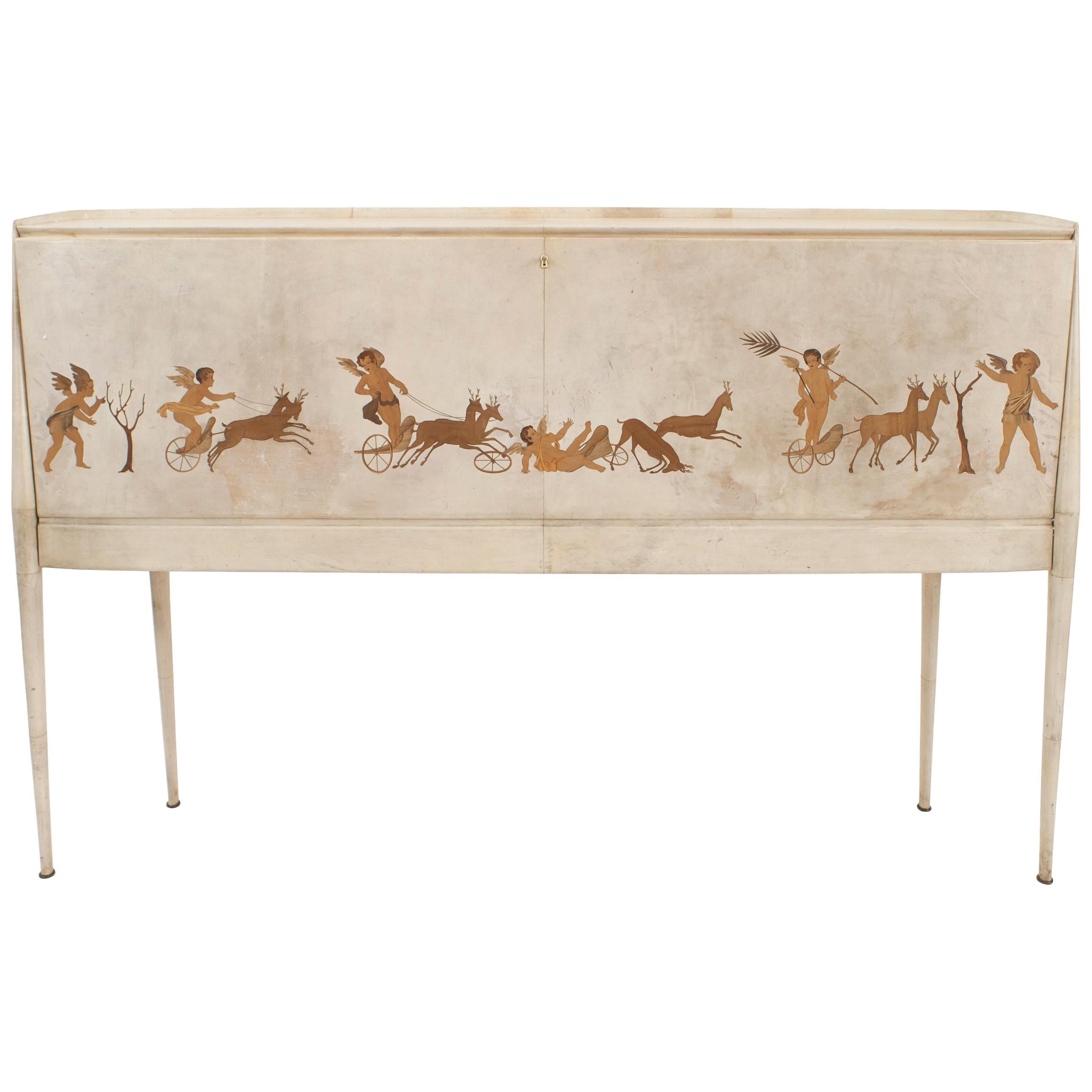 Paolo Buffa Italian Mid-Century Parchment Sideboard For Sale