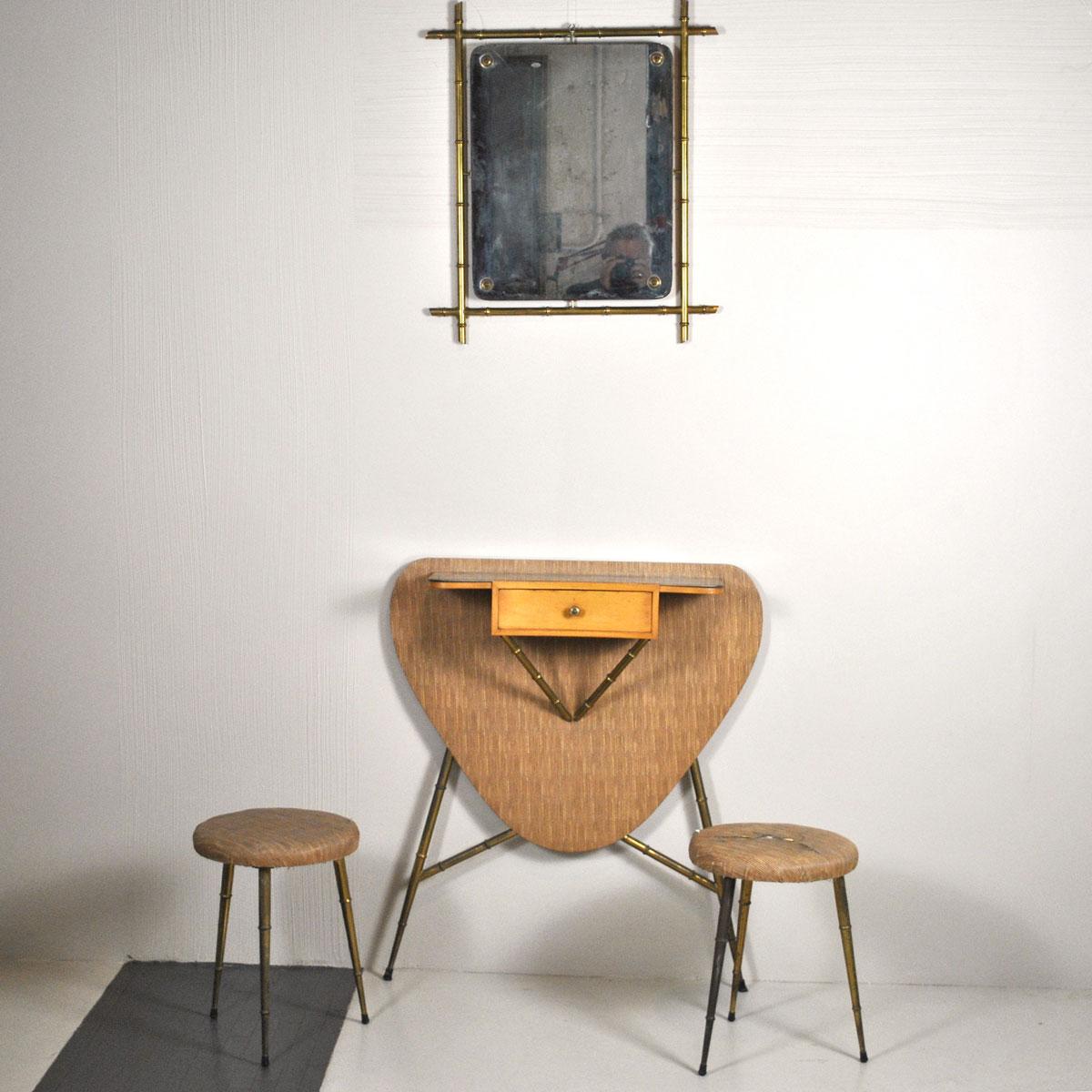 Mid-Century Modern Italian Midcentury 1960s Consolle in Brass and Wood For Sale