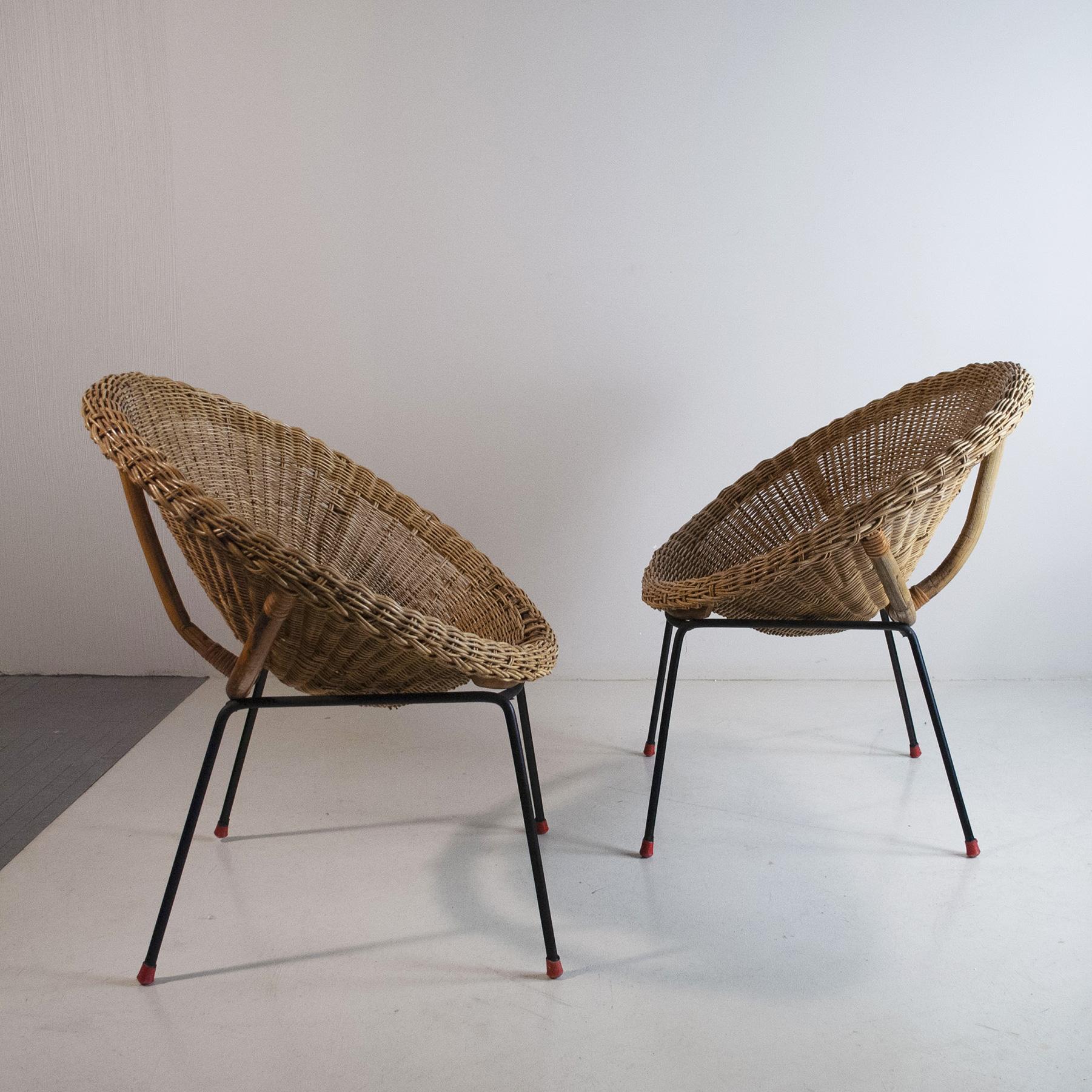 Mid-Century Modern Italian Midcentury 1960s Eggs Cane Chairs For Sale