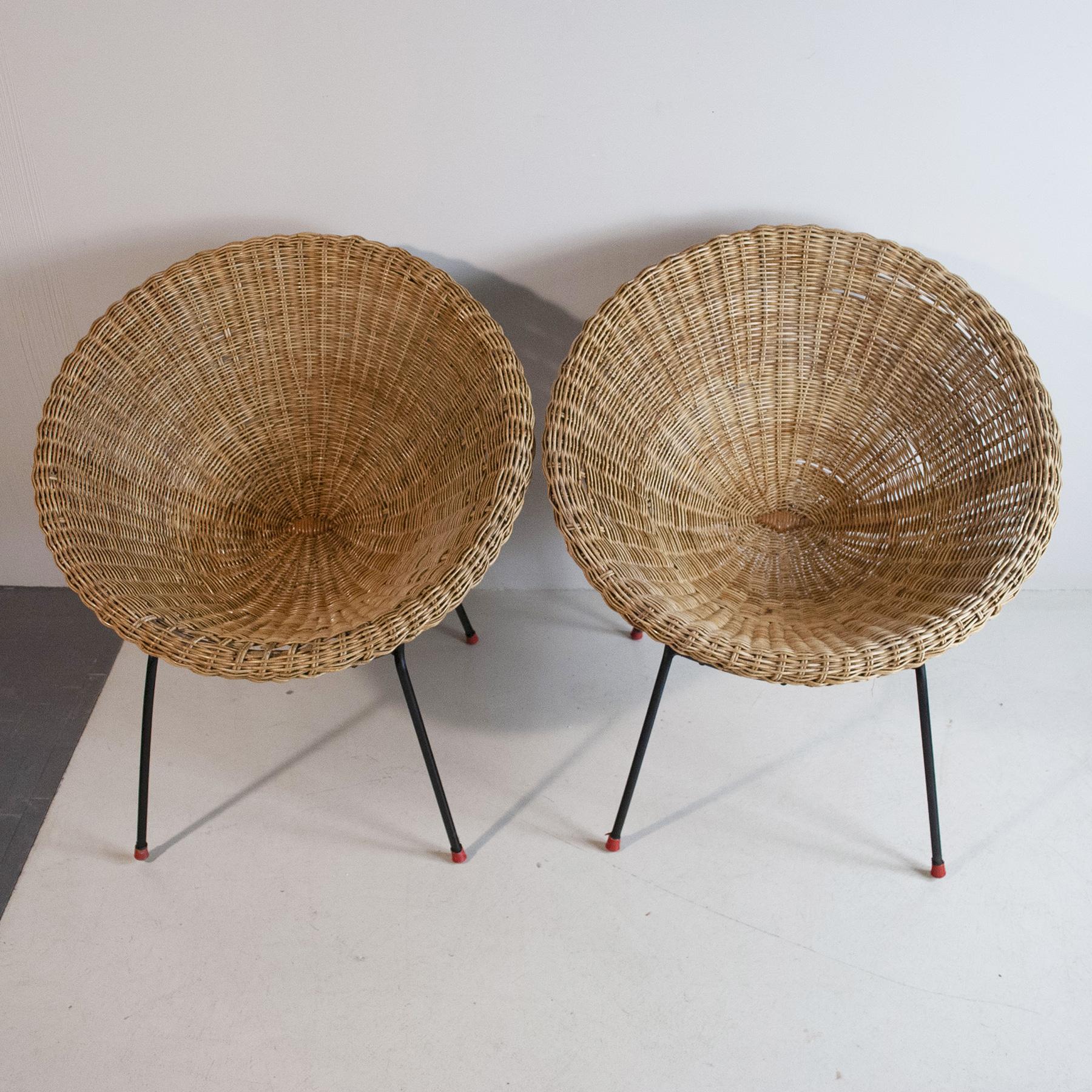 Mid-20th Century Italian Midcentury 1960s Eggs Cane Chairs For Sale