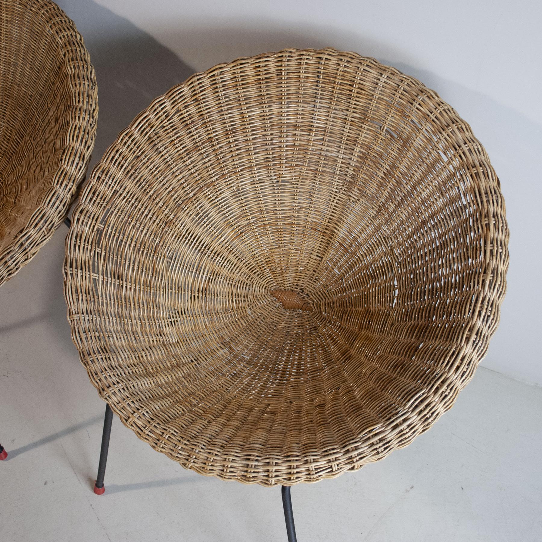 Italian Midcentury 1960s Eggs Cane Chairs For Sale 1