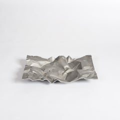 Centre de table italien du milieu du siècle dernier, en aluminium gris argenté, motif géométrique abstrait NP2