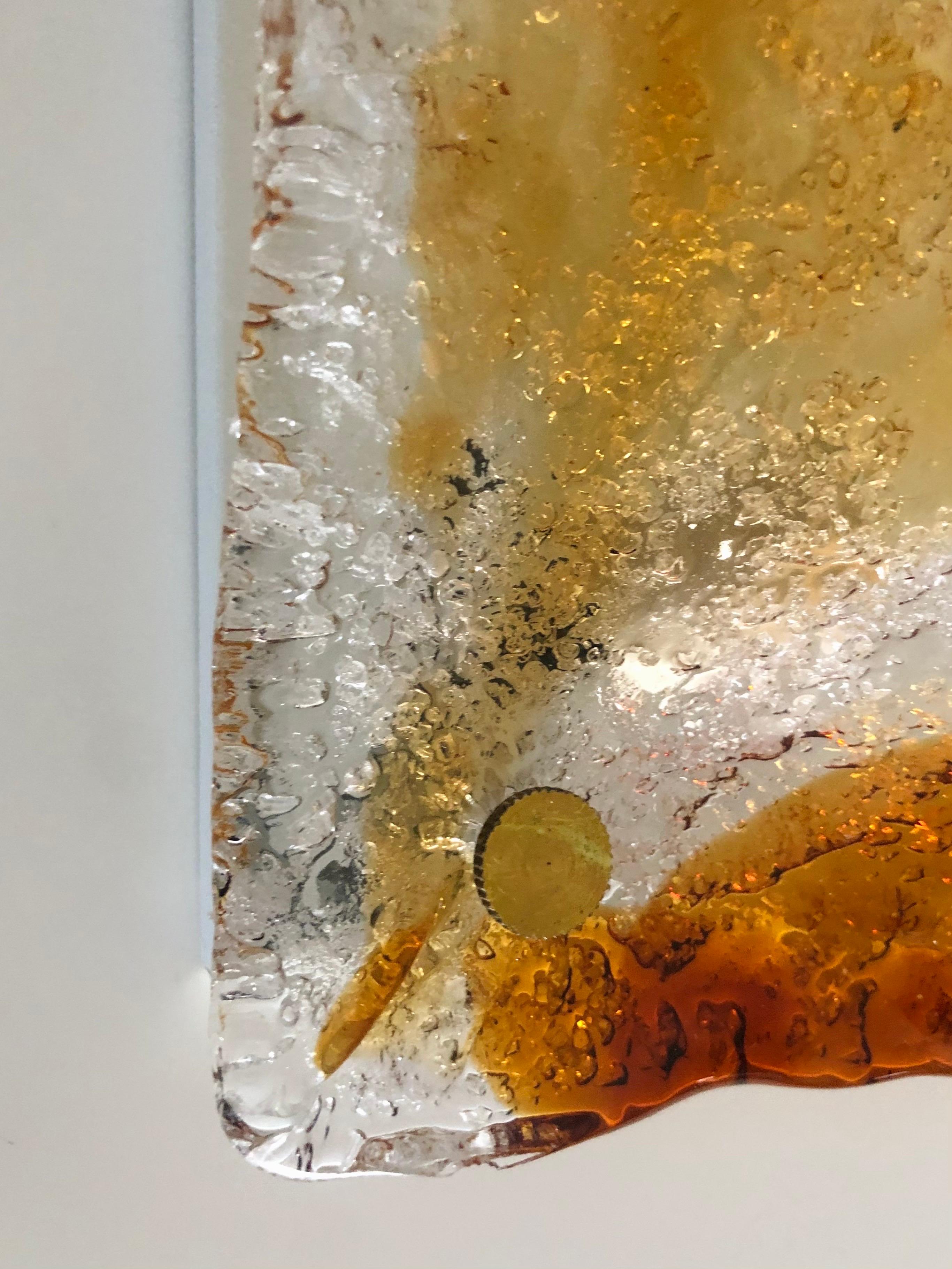 Italienischer Wandleuchter aus bernsteinfarbenem Murano-Glas von Mazzega aus der Mitte des Jahrhunderts, 1970er Jahre im Angebot 2